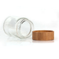 New design 2oz 3oz Cylinder glass storage jar with bamboo lid